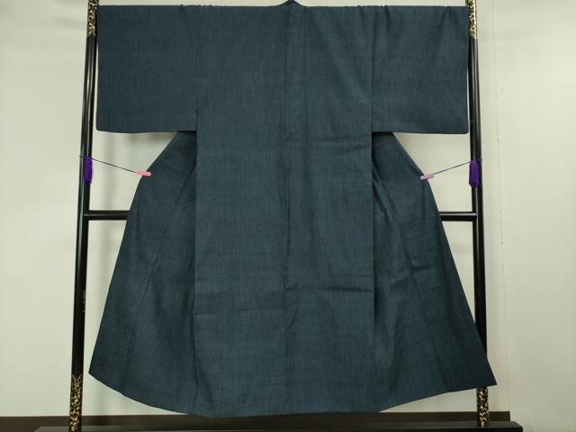 平和屋本店■極上 男性 本場結城紬 重要無形文化財 奥順謹製 アンサンブル 長羽織セット キングサイズ 留紺色地 証紙付き 逸品 DZAA4529kh5