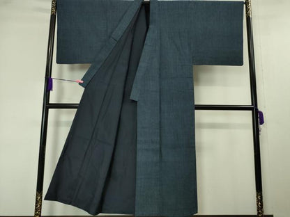 平和屋本店■極上 男性 本場結城紬 重要無形文化財 奥順謹製 アンサンブル 長羽織セット キングサイズ 留紺色地 証紙付き 逸品 DZAA4529kh5