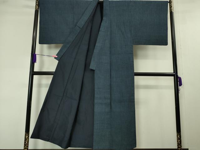 平和屋本店■極上 男性 本場結城紬 重要無形文化財 奥順謹製 アンサンブル 長羽織セット キングサイズ 留紺色地 証紙付き 逸品 DZAA4529kh5