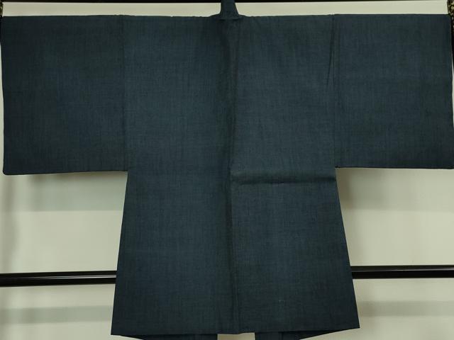 平和屋本店■極上 男性 本場結城紬 重要無形文化財 奥順謹製 アンサンブル 長羽織セット キングサイズ 留紺色地 証紙付き 逸品 DZAA4529kh5