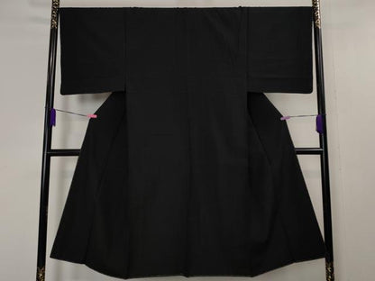 平和屋本店■極上　男性　結城紬　アンサンブル　黒地　さが美扱い　逸品　未使用　DZAA4530kh5