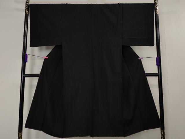 平和屋本店■極上　男性　結城紬　アンサンブル　黒地　さが美扱い　逸品　未使用　DZAA4530kh5