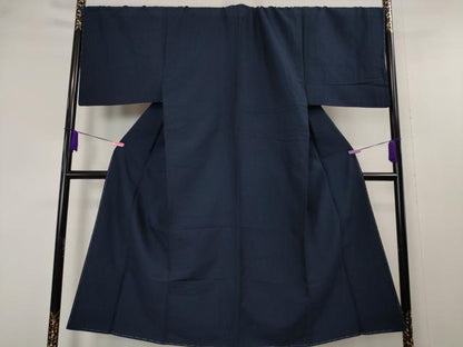 平和屋本店●極上 男性 紬 アンサンブル 色無地 紺青色 羽裏・虎 逸品 未使用 DZAA4535kh5