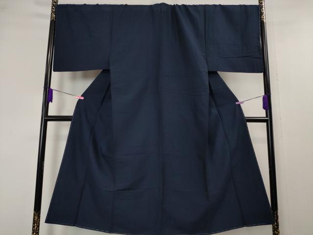 平和屋本店●極上 男性 紬 アンサンブル 色無地 紺青色 羽裏・虎 逸品 未使用 DZAA4535kh5