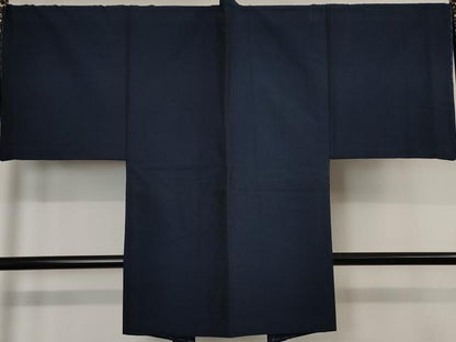 平和屋本店●極上 男性 紬 アンサンブル 色無地 紺青色 羽裏・虎 逸品 未使用 DZAA4535kh5