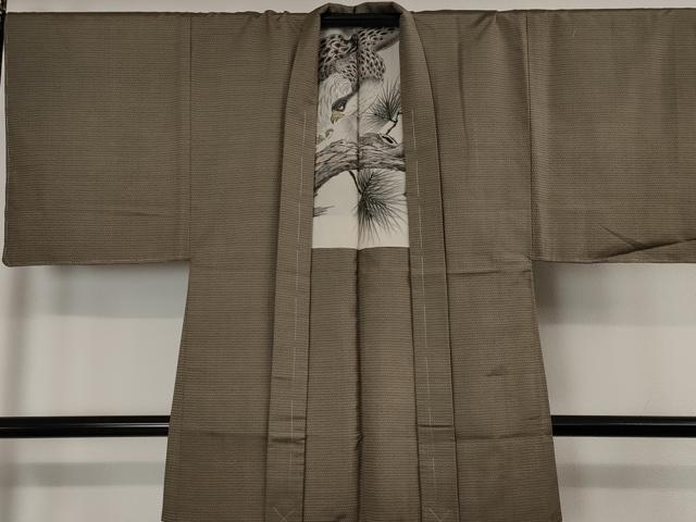 平和屋本店■極上　男性　お召　アンサンブル　キングサイズ　羽裏・鷹　逸品　未使用　DZAA4536kh5