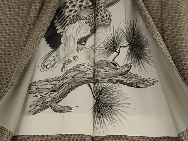 平和屋本店■極上　男性　お召　アンサンブル　キングサイズ　羽裏・鷹　逸品　未使用　DZAA4536kh5