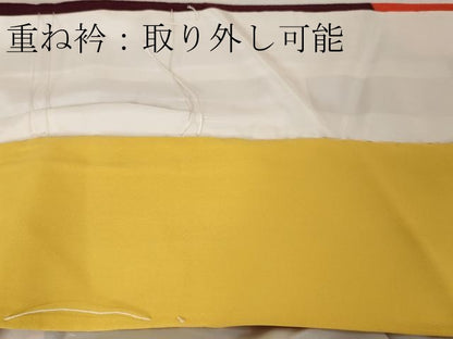 平和屋本店■極上　銀座　志ま亀　振袖・長襦袢(無双仕立て)セット　貝合わせ　貝桶　葡萄色地　金彩　たとう紙付き　逸品　DZAA4537kh5