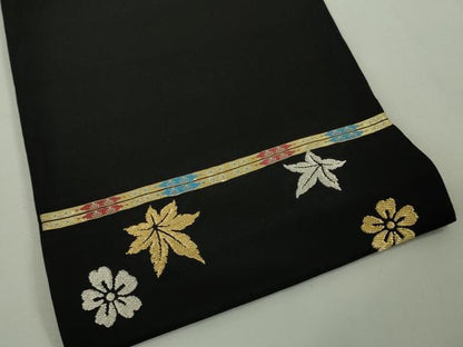 平和屋本店●最高級　龍村平蔵製　六通柄　本袋帯　威毛錦　黒地　金銀糸　逸品　DZAA4601kh5