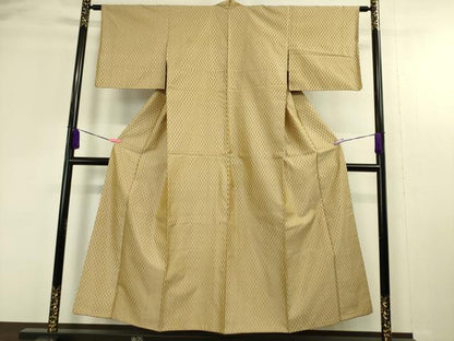 平和屋本店■極上　山下八百子　本場黄八丈　紬　市松綾織　逸品　DZAA4609kh5