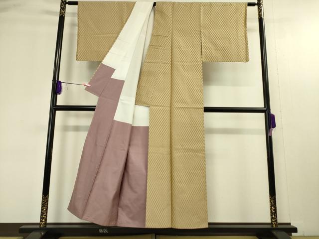 平和屋本店■極上　山下八百子　本場黄八丈　紬　市松綾織　逸品　DZAA4609kh5