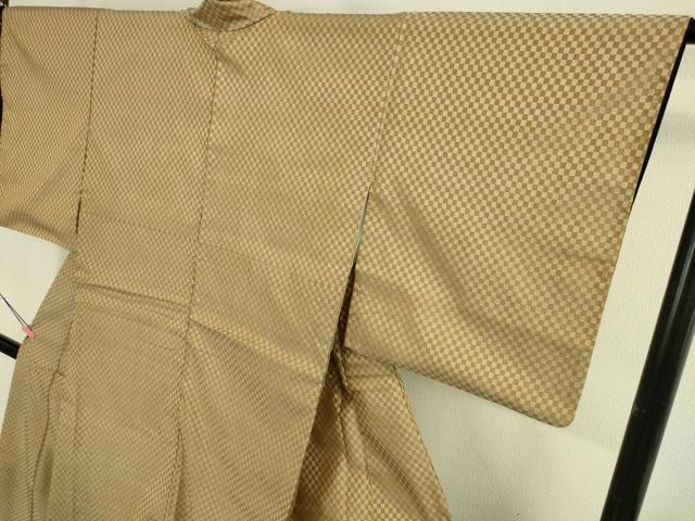 平和屋本店■極上　山下八百子　本場黄八丈　紬　市松綾織　逸品　DZAA4614kh5