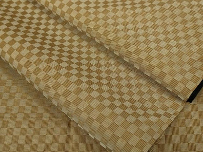 平和屋本店■極上　山下八百子　本場黄八丈　紬　市松綾織　逸品　DZAA4614kh5