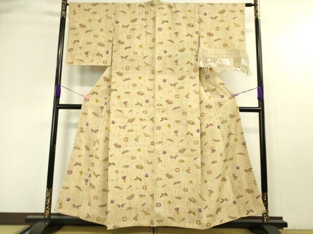 平和屋本店■極上　染織の名門　しょうざん  生紬　宝尽くし　京都きもの友禅扱い　証紙付き　逸品　未使用　DZAA4620kh5