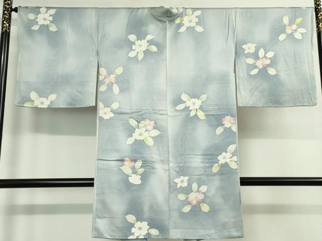 平和屋本店■極上　長羽織　草花文　暈し染め　羽織紐付き　逸品　DZAA4623kh5