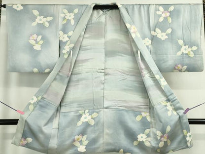 平和屋本店■極上　長羽織　草花文　暈し染め　羽織紐付き　逸品　DZAA4623kh5