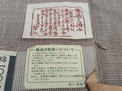 平和屋本店■極上　男性　越後片貝木綿　紺仁工房　正藍草木染　綿紬　キングサイズ　単衣　証紙付き　逸品　DZAA4627kh5
