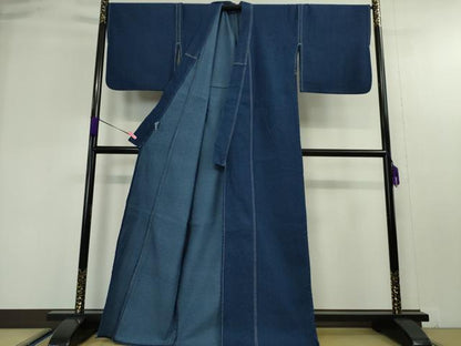 平和屋本店■極上　デニム着物　単衣　デニム地　綿　逸品　DZAA4628kh5