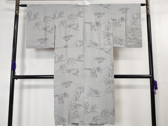 平和屋本店●上質な長襦袢 無双仕立て 鳥獣戯画 逸品 未使用 DZAA4632kh5