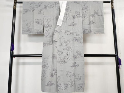 平和屋本店●上質な長襦袢 無双仕立て 鳥獣戯画 逸品 未使用 DZAA4632kh5