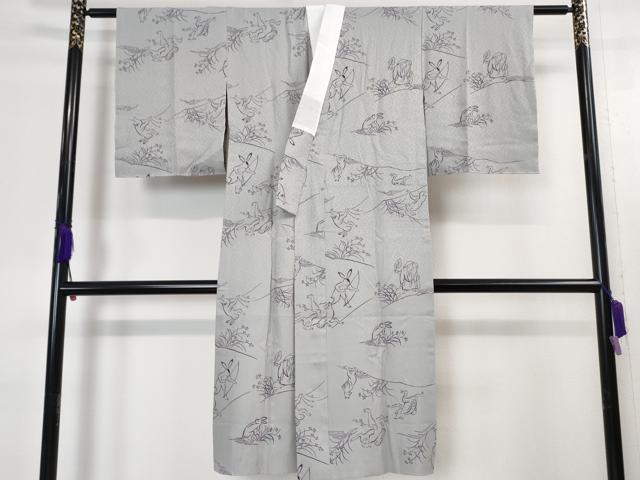 平和屋本店●上質な長襦袢 無双仕立て 鳥獣戯画 逸品 未使用 DZAA4632kh5