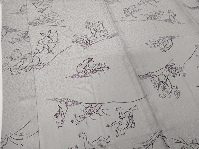 平和屋本店●上質な長襦袢 無双仕立て 鳥獣戯画 逸品 未使用 DZAA4632kh5