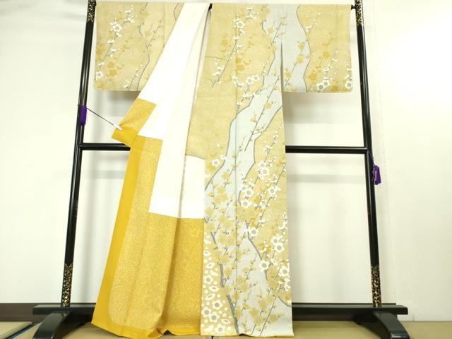 平和屋本店●極上 紀裳苑 京友禅競技大会受賞作品 訪問着 たたき染め 枝梅 逸品 未使用 DZAA4636kh5