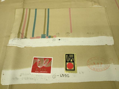 平和屋本店■極上　加賀友禅の巨匠　初代　由水十久　訪問着　飛ぶ童子　白橡色地　反端・風呂敷付き　逸品　未使用　DZAA4638kh5
