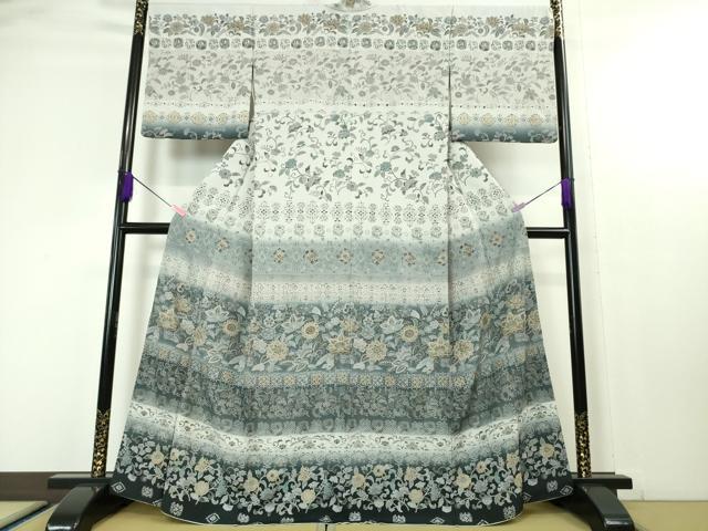 平和屋本店■極上　中国三大刺繍　スワトウ刺繍　汕頭刺繍　訪問着　更紗花唐草文　暈し染め　金糸　逸品　DZAA4639kh5