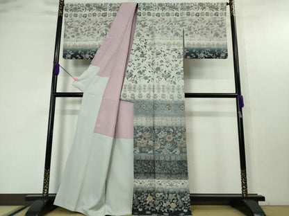 平和屋本店■極上　中国三大刺繍　スワトウ刺繍　汕頭刺繍　訪問着　更紗花唐草文　暈し染め　金糸　逸品　DZAA4639kh5