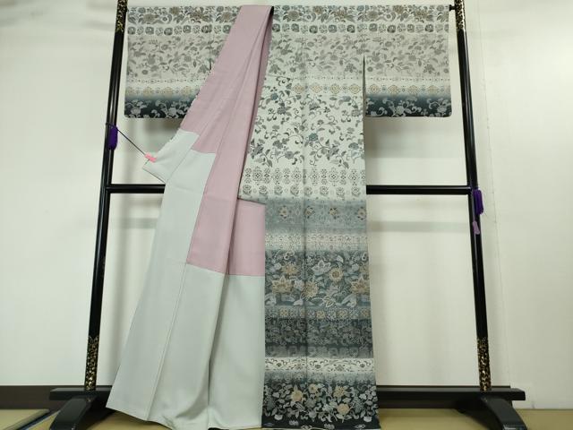 平和屋本店■極上　中国三大刺繍　スワトウ刺繍　汕頭刺繍　訪問着　更紗花唐草文　暈し染め　金糸　逸品　DZAA4639kh5