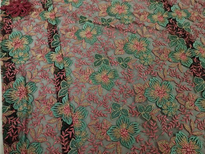 平和屋本店▽極上 道中着 ロング丈 スリーシーズン 春夏秋 塵除け 縫取り 刺繍 紗 草花文 逸品 DZAA4643kh5