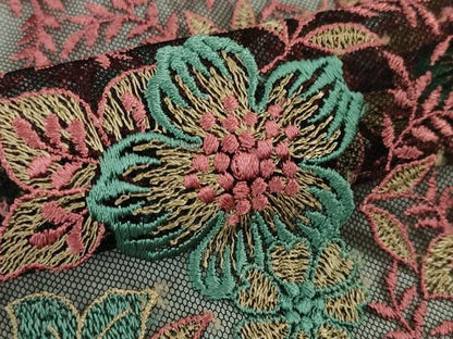 平和屋本店▽極上 道中着 ロング丈 スリーシーズン 春夏秋 塵除け 縫取り 刺繍 紗 草花文 逸品 DZAA4643kh5