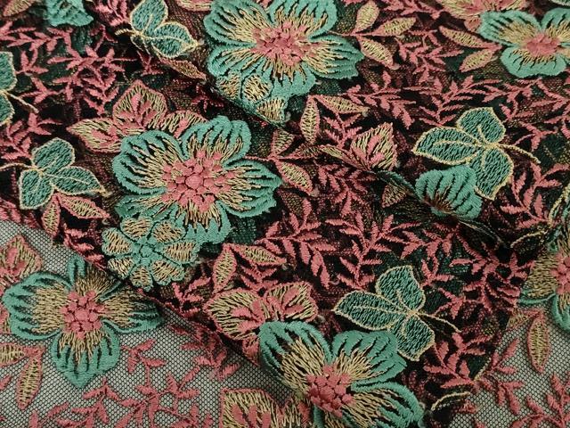 平和屋本店▽極上 道中着 ロング丈 スリーシーズン 春夏秋 塵除け 縫取り 刺繍 紗 草花文 逸品 DZAA4643kh5