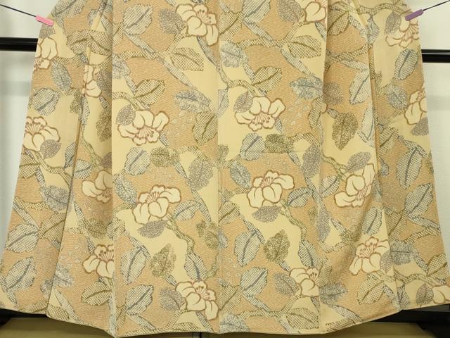 平和屋本店■極上　摺型友禅　京都　多ち花　小紋　枝花文　鬼しぼ縮緬　逸品　未使用　DZAA4645kh5