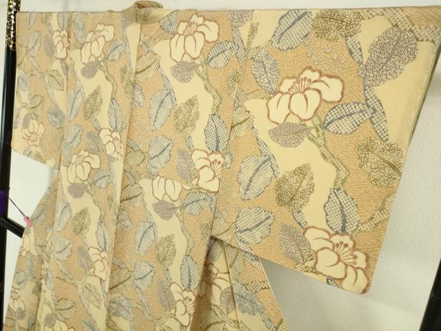 平和屋本店■極上　摺型友禅　京都　多ち花　小紋　枝花文　鬼しぼ縮緬　逸品　未使用　DZAA4645kh5