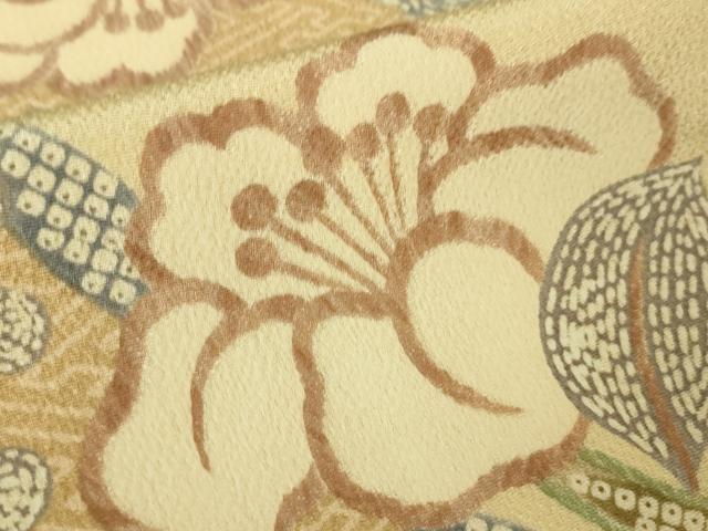 平和屋本店■極上　摺型友禅　京都　多ち花　小紋　枝花文　鬼しぼ縮緬　逸品　未使用　DZAA4645kh5