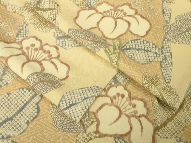 平和屋本店■極上　摺型友禅　京都　多ち花　小紋　枝花文　鬼しぼ縮緬　逸品　未使用　DZAA4645kh5