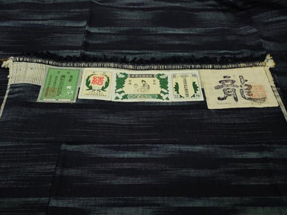 平和屋本店■極上　本場結城紬　重要無形文化財　伝統工芸士　大久保雅道　藍染　龍　証紙付き　逸品　DZAA4646kh5
