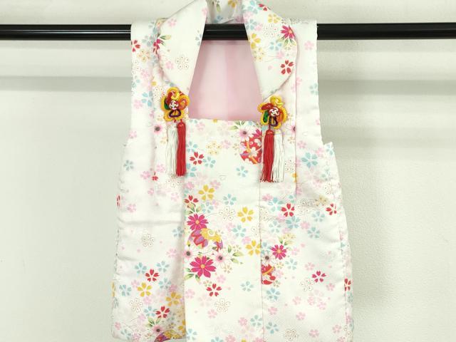 平和屋本店■極上　子供 七五三　女の子　3歳　祝着・襦袢(半衿刺繍)・被布　3点セット　毬花鳥文　金彩　洗える着物　逸品　DZAA4673kh5