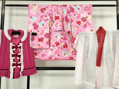 平和屋本店■極上 松田聖子 SEIKO MATSUDA 子供 七五三 女の子 3歳 祝着・長襦袢(半衿刺繍)・被布 3点セット 洗える着物 逸品　DZAA4674kh5