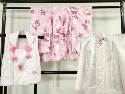 平和屋本店■極上 R.KIKUCHIブランド 子供 七五三 女の子 3歳 祝着・襦袢(半衿刺繍)・被布 3点セット 洗える着物　逸品　DZAA4675kh5