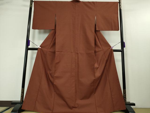 平和屋本店■極上　山下八百子　本場黄八丈　蔦八丈　紬　市松綾織　海老茶色地　伊勢丹扱い　逸品　DZAA4682kh5