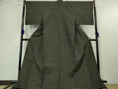 平和屋本店▽極上 紬 単衣 格子 逸品 DZAA4686kh5