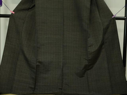 平和屋本店▽極上 紬 単衣 格子 逸品 DZAA4686kh5