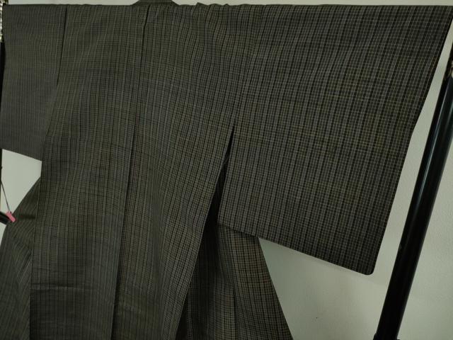 平和屋本店▽極上 紬 単衣 格子 逸品 DZAA4686kh5