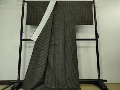 平和屋本店▽極上 紬 単衣 格子 逸品 DZAA4686kh5
