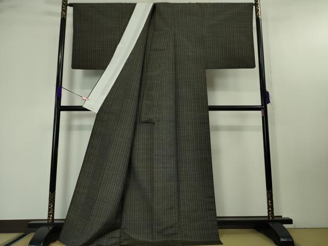 平和屋本店▽極上 紬 単衣 格子 逸品 DZAA4686kh5