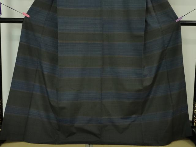 平和屋本店●希少 郡上紬 草木染 訪問着 横段文 高島屋扱い 逸品 DZAA4687kh5