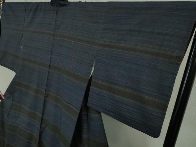 平和屋本店●希少 郡上紬 草木染 訪問着 横段文 高島屋扱い 逸品 DZAA4687kh5
